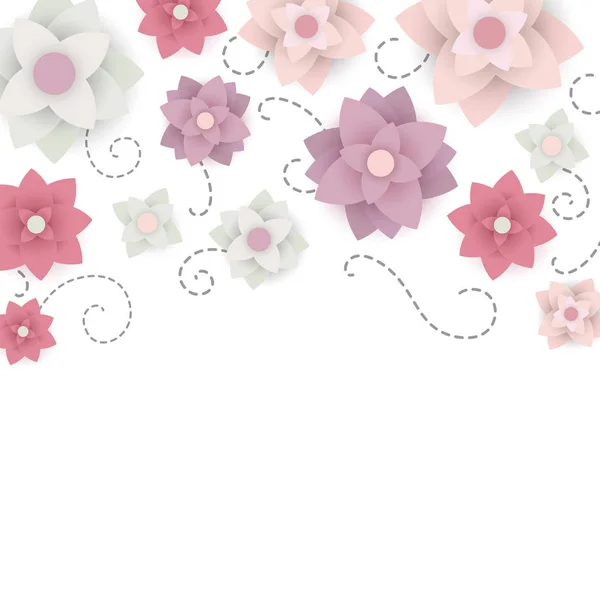 Fond floral vectoriel avec fleurs en papier — Image vectorielle