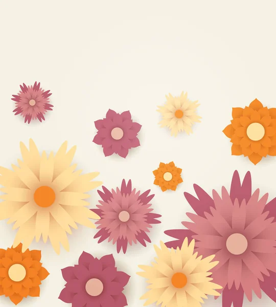 Fondo floral vectorial con flores de papel — Vector de stock