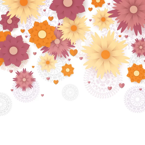 Fondo floral vectorial con flores de papel — Vector de stock
