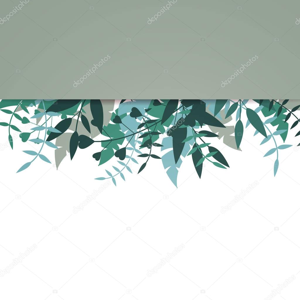 Vector Floral Background with Abstract Blue Plants