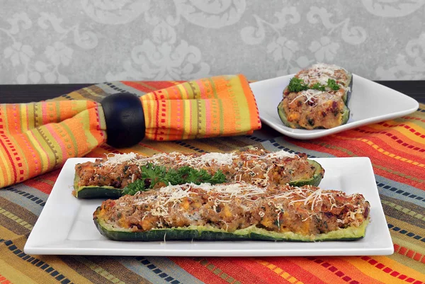 Stuffed zucchini with cheese. — Stock Photo, Image