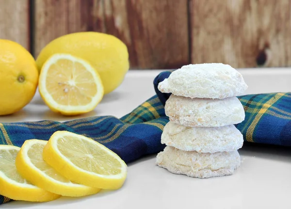 Stacked Sugared Lemon Cookies — Stock Photo, Image