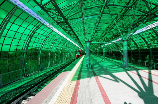 Little Ring of the Moscow Railways- MCC,or MK MZD, is a 54.4-kilometre-long orbital railway.Russia. Opened 10 September 2016. Delovoy Tsentr  railway station — Φωτογραφία Αρχείου