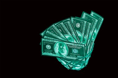 Yukarı ABD para birimi--Uv lamba koruma içinde yüz dolar faturaları (banknot) yakın  