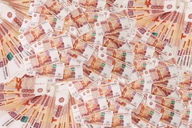 yakın çekim Rus banknot (beş bin Rublesi notlar)