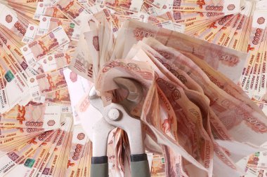 yakın çekim Rus banknot (beş bin Rublesi notlar)