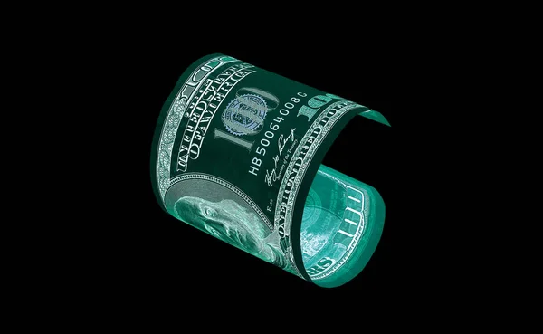 Cien billetes de dólar (billetes) de cerca, moneda de EE.UU. en protección contra la luz UV —  Fotos de Stock