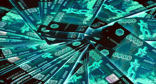 Ryska sedlar--5000 rubel Notes (i UV-ljus skydd ) — Stockfoto