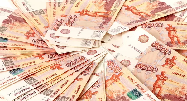 Bliska banknotów rosyjskich (pięć tysięcy Rubel notatki) — Zdjęcie stockowe