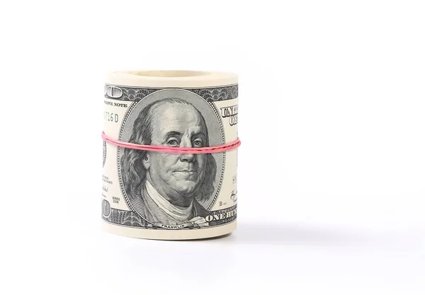 Hundra dollarsedlar nära upp, amerikansk valuta — Stockfoto