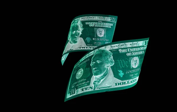 One hundred dollar bills (banknotes )  close up, U.S. currency-- in UV light protection — Stock Photo, Image