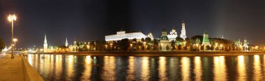 Gece manzarasına Kremlin, Moskova, Rusya - Moskova'nın en popüler görünümü 