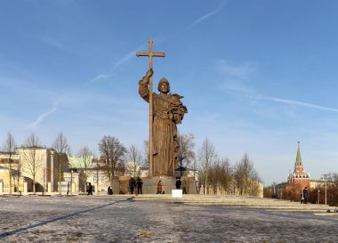 Kutsal Prens Vladimir Borovitskaya Meydanı yakınındaki Kremlin, Rusya Moskova'da büyük anıt. Açılış töreni 4 Kasım 2016 gerçekleşti 