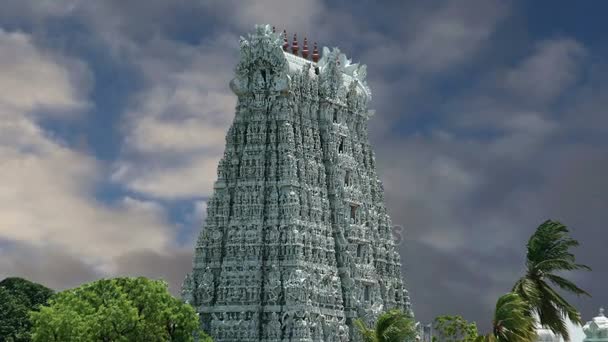 Templo de Suchindram dedicado aos deuses Shiva, Vishnu e Brahma, protegido pela UNESCO. Kanniyakumari, Tamil Nadu, Sul da Índia — Vídeo de Stock