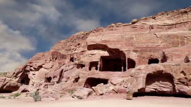 Petra, Jordan, Middle East -- it is a symbol of Jordan, as well as Jordan's most-visited tourist attraction. Petra has been a UNESCO World Heritage Site — Stock Video