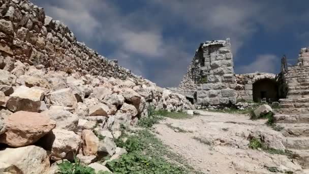 在北部的 Jordan，建于 12 世纪，中东阿杰仑阿尤布城堡 — 图库视频影像