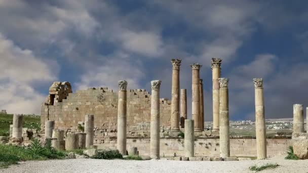 Rovine romane nella città giordana di Jerash (Gerasa dell'antichità), capitale e più grande città del governatorato di Jerash, Giordania — Video Stock