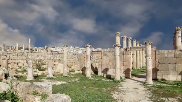Rzymskie ruiny w Jordanii miasta jerash (Gerazie starożytności), stolica i największe miasto guberni jerash, jordan — Wideo stockowe