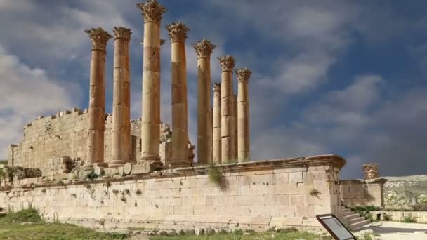 ローマ遺跡ジェラシュ （古代のジャラシュ) のヨルダン都市の首都で最も大きい都市ヨルダン ジェラシュ県 — ストック動画