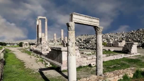 Amman landmärken--gamla romerska citadel hill, Jordanien — Stockvideo