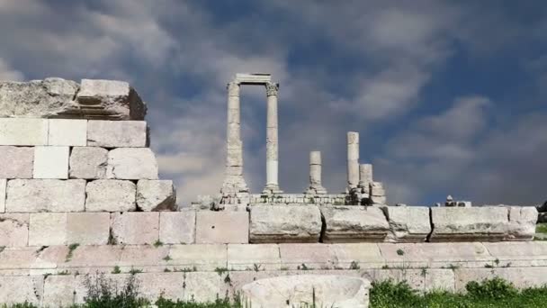 Amman şehir yerler--eski Roma kale tepe, jordan — Stok video