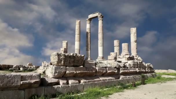 Amman şehir yerler--eski Roma kale tepe, jordan — Stok video