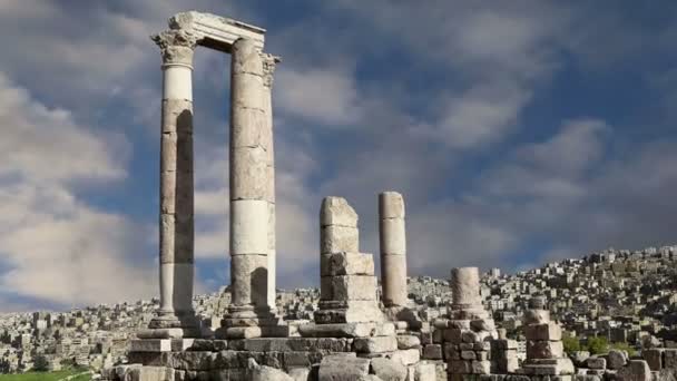 Amã cidade landmarks- velho romano Citadel Hill, Jordânia — Vídeo de Stock