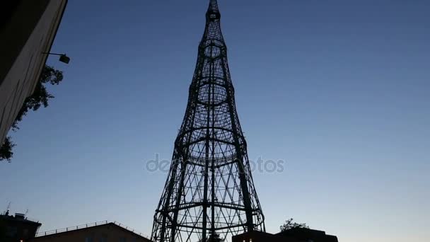 Shukhov 无线电塔或 Shabolovka 塔在莫斯科，俄罗斯 — 图库视频影像