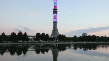 Televizyon (Ostankino) Kulesi gece, Moskova, Rusya Federasyonu 