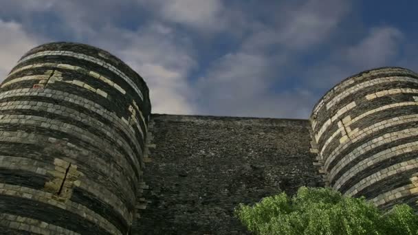 Buitenkant van het kasteel van angers, angers stad, maine-et-loire, Frankrijk — Stockvideo