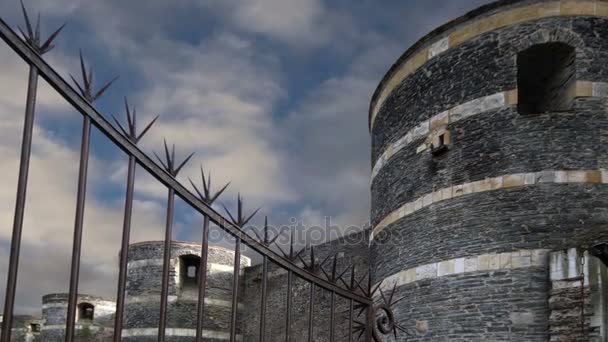 Exterior do Castelo de Angers, cidade de Angers, Maine-et-Loire, França — Vídeo de Stock