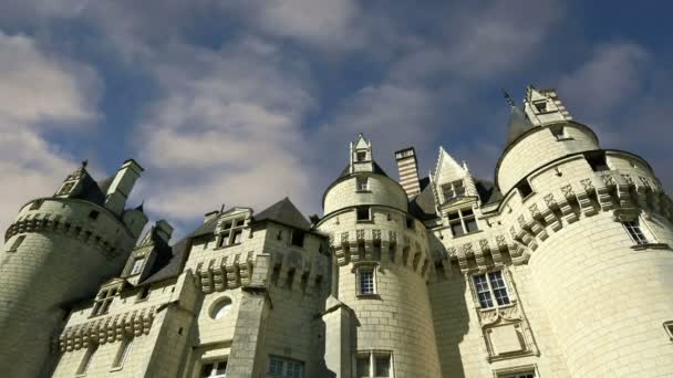 Castelo de Usse, Vale do Loire, França também conhecido como Castelo da Bela Adormecida — Vídeo de Stock