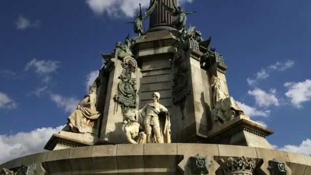 Monumento a Colón Chistopher en Barcelona, España — Vídeos de Stock