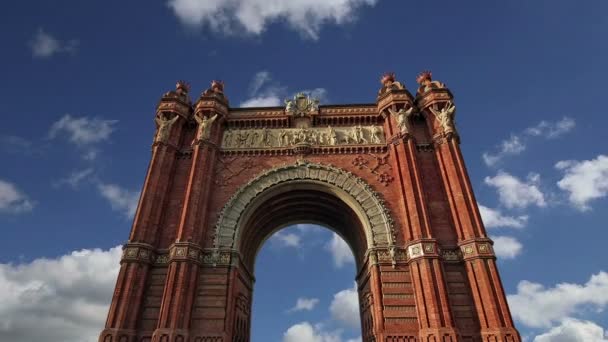 Arco do Triunfo, Barcelona, Espanha — Vídeo de Stock