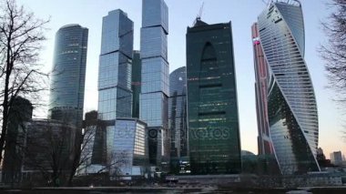 gökdelenler Uluslararası İş Merkezi (şehir) gece, moscow, Rusya Federasyonu 