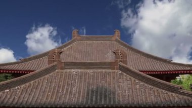 süslemeleri bölge dev Vahşi kaz Pagodası üzerinde çatı, bir Budist pagoda bulunan Güney xian (sian, xi'an), shaanxi Eyaleti, Çin olduğunu