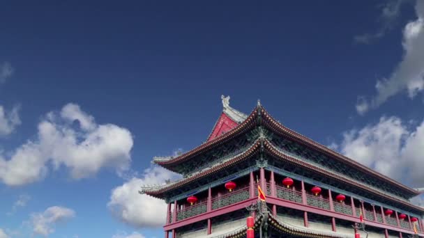 Крепости Сиань (Сиань, Сиань) древней столицы Китая - представляют собой одну из старейших и наиболее хорошо сохранившихся китайских городских стен — стоковое видео