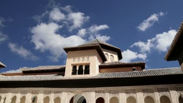 Palacio de la Alhambra - Castillo medieval morisco en Granada, Andalucía, España — Vídeo de stock