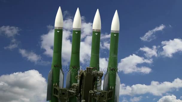 Modern Russian anti-aircraft missiles  against the sky — Stock Video