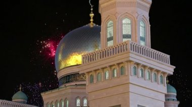  Moskova katedral cami ve havai fişek, Rusya - Moskova, yeni landmark ana Camii 