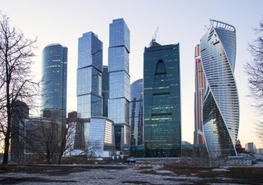 gökdelenler Uluslararası İş Merkezi (şehir) gece, moscow, Rusya Federasyonu 
