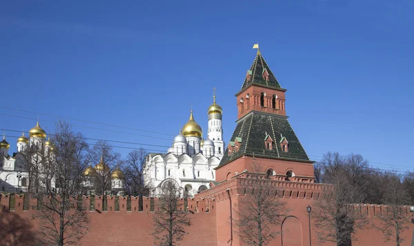 Uitzicht op Moskou Kremlin op een zonnige dag, Rusland-- Moskouse architectuur en oriëntatiepunt, Moskouse stadsgezicht — Stockfoto