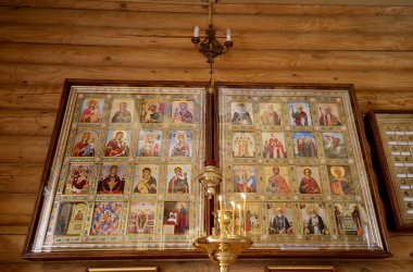  İç ahşap Ortodoks Kilisesi, Moskova, Rusya  