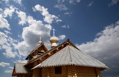 Modern ahşap Ortodoks Kilisesi, Moskova, Rusya  