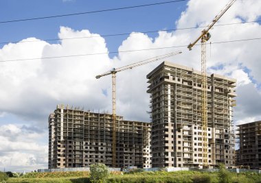 çok katlı bina altında inşaat, yüksek çok katlı gelecekteki house için birçok aileler ve yeni bir hayat, Moskova, Rusya Federasyonu  