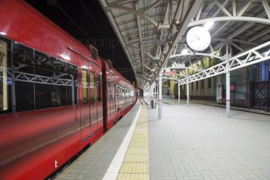  Aeroexpress tren Belorussky tren istasyonunda. Moskova, Rusya - yüksek hızlı tren Oao 