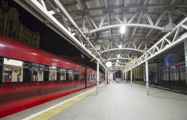  Aeroexpress tren Belorussky tren istasyonunda. Moskova, Rusya - yüksek hızlı tren Oao 