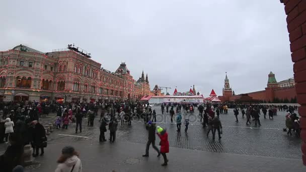 Dekorację świąteczną (Sylwester), plac czerwony w Moskwie, Rosja. — Wideo stockowe