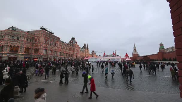 Украшение к Рождеству (новогодние праздники), Красная площадь в Москве, Россия . — стоковое видео