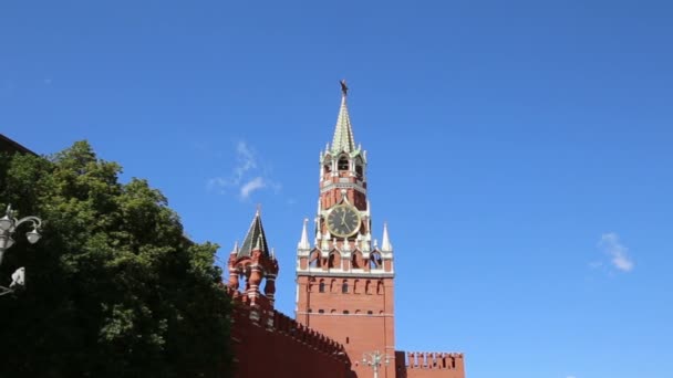 Torre Spassky de Moscou Kremlin, Moscou, Rússia — Vídeo de Stock